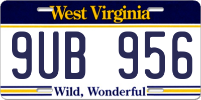 WV license plate 9UB956