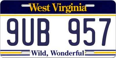 WV license plate 9UB957