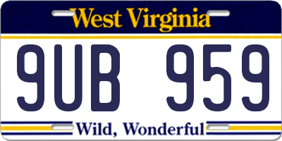 WV license plate 9UB959