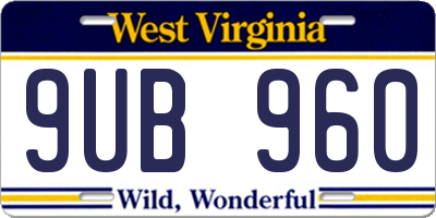 WV license plate 9UB960