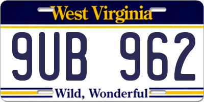 WV license plate 9UB962