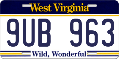 WV license plate 9UB963