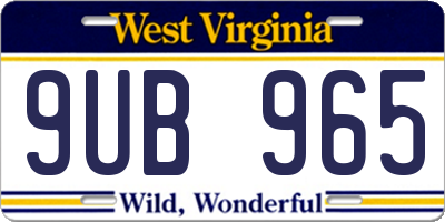 WV license plate 9UB965