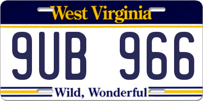 WV license plate 9UB966