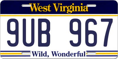 WV license plate 9UB967