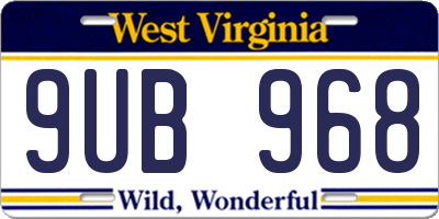 WV license plate 9UB968