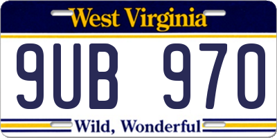 WV license plate 9UB970