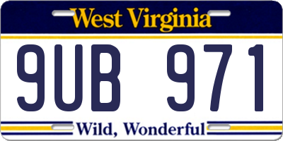 WV license plate 9UB971