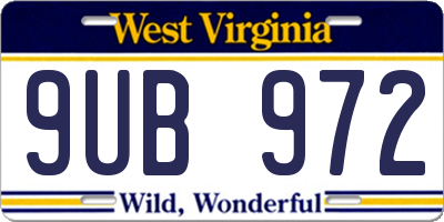 WV license plate 9UB972