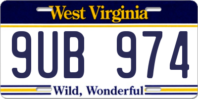 WV license plate 9UB974