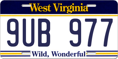 WV license plate 9UB977