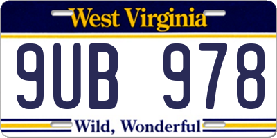 WV license plate 9UB978