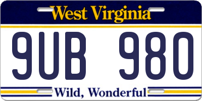 WV license plate 9UB980