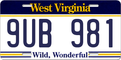 WV license plate 9UB981