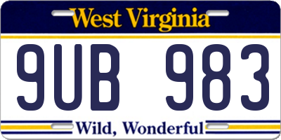 WV license plate 9UB983