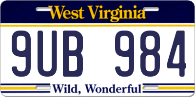 WV license plate 9UB984