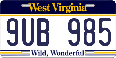 WV license plate 9UB985