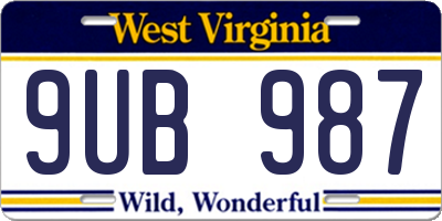 WV license plate 9UB987