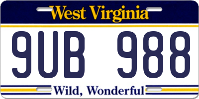 WV license plate 9UB988