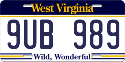 WV license plate 9UB989
