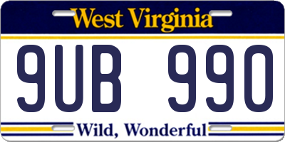 WV license plate 9UB990
