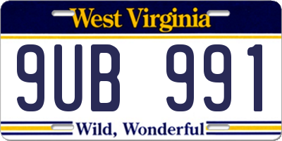 WV license plate 9UB991