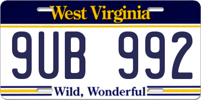WV license plate 9UB992