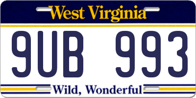 WV license plate 9UB993