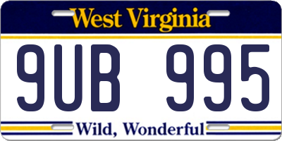 WV license plate 9UB995