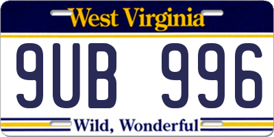 WV license plate 9UB996