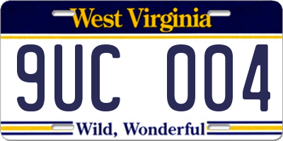 WV license plate 9UC004