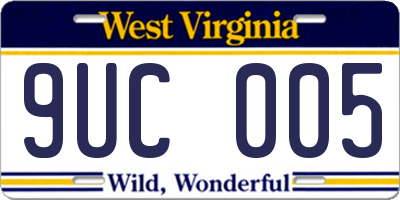 WV license plate 9UC005