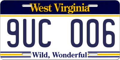 WV license plate 9UC006