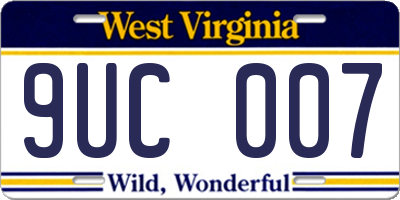 WV license plate 9UC007
