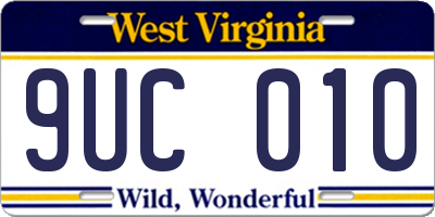 WV license plate 9UC010