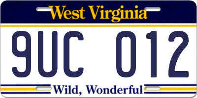 WV license plate 9UC012