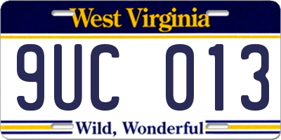 WV license plate 9UC013