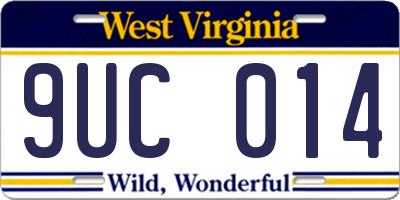 WV license plate 9UC014