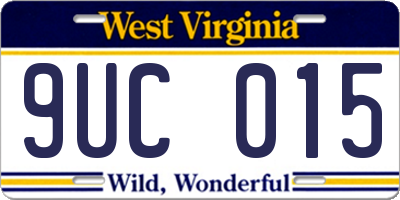WV license plate 9UC015