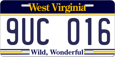 WV license plate 9UC016