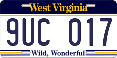 WV license plate 9UC017