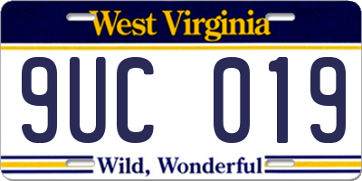 WV license plate 9UC019