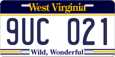 WV license plate 9UC021
