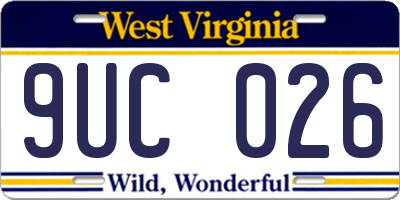 WV license plate 9UC026