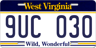 WV license plate 9UC030