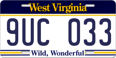 WV license plate 9UC033