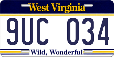 WV license plate 9UC034