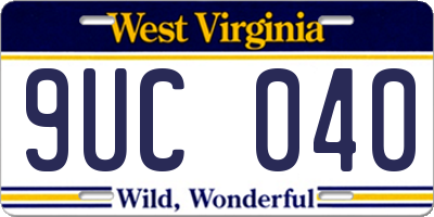 WV license plate 9UC040