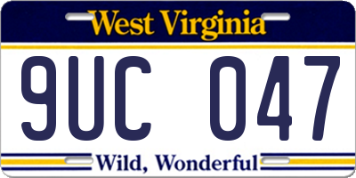 WV license plate 9UC047