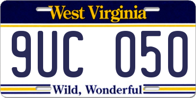 WV license plate 9UC050